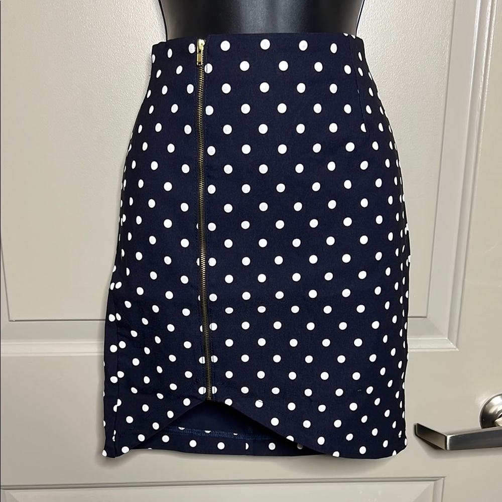 Papaya Blue Mini Asymmetrical Pencil Skirt